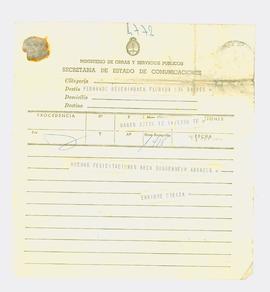 Telegrama de Enrique Oteiza a Fernando