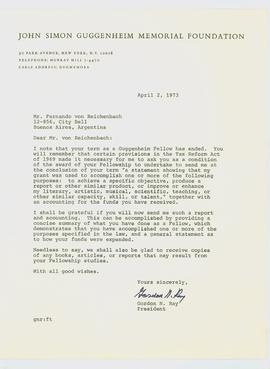 Carta del Presidente de la Beca Guggenheim