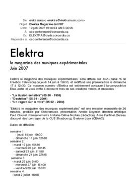 Elektra Magazine Juin'07