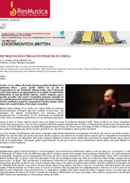 Musiques électroacoustiques in China « Festivals « La Scène « ResMusica