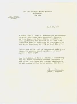 Carta de James F. Mathias a Fernando 