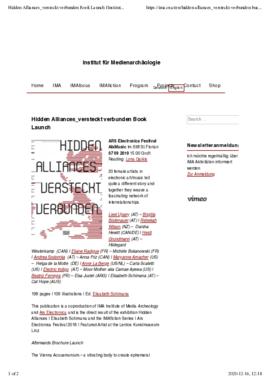 Hidden Alliances_versteckt verbunden Book Launch . Institut für Medienarchäologie