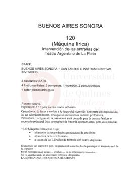 [guión] Buenos Aires Sonora 120 (Máquina lírica) Intervención de las entrañas del Teatro Argentin...